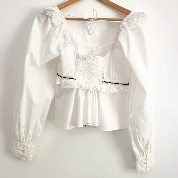 Free People Cathleen Blouse Peasant Cottagecore NWOT - Picture 8 of 12